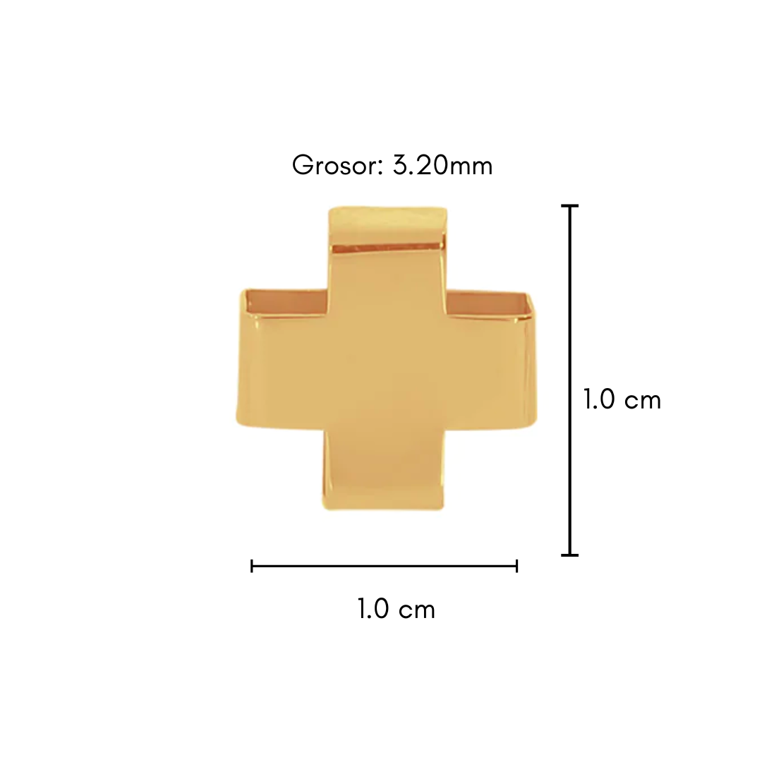 Cruz Oro 14k - Lisa Hueca de 1 cm Alto, 1 cm Ancho