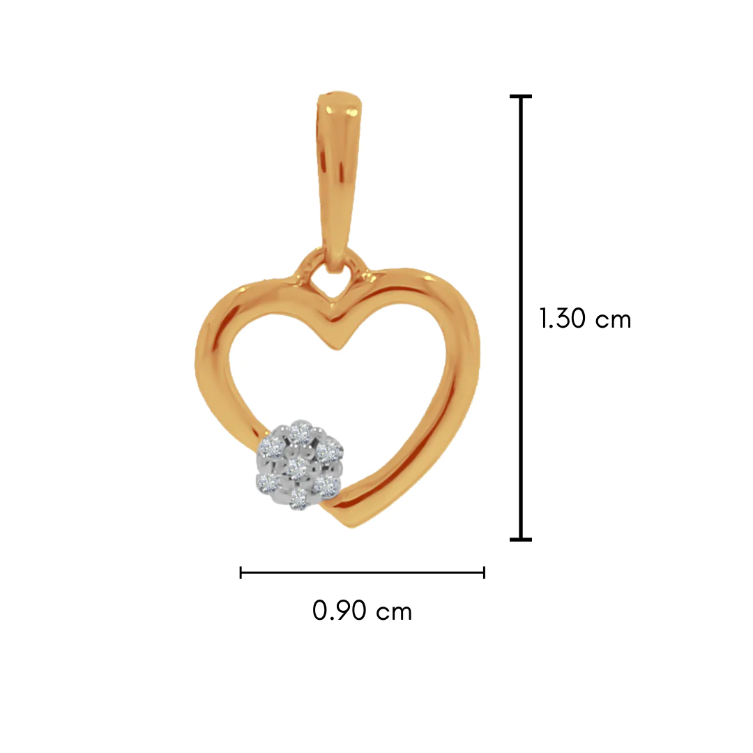 Dije Oro 14k - Corazón con Diamantes 0.02 Puntos Totales