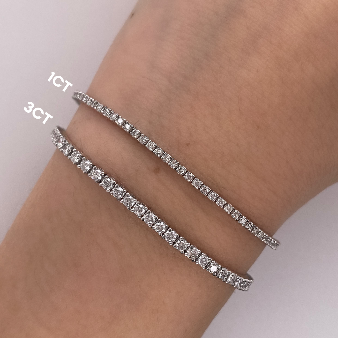 Pulsera Tenis 3 CT Diamante Natural - Oro Blanco 14k