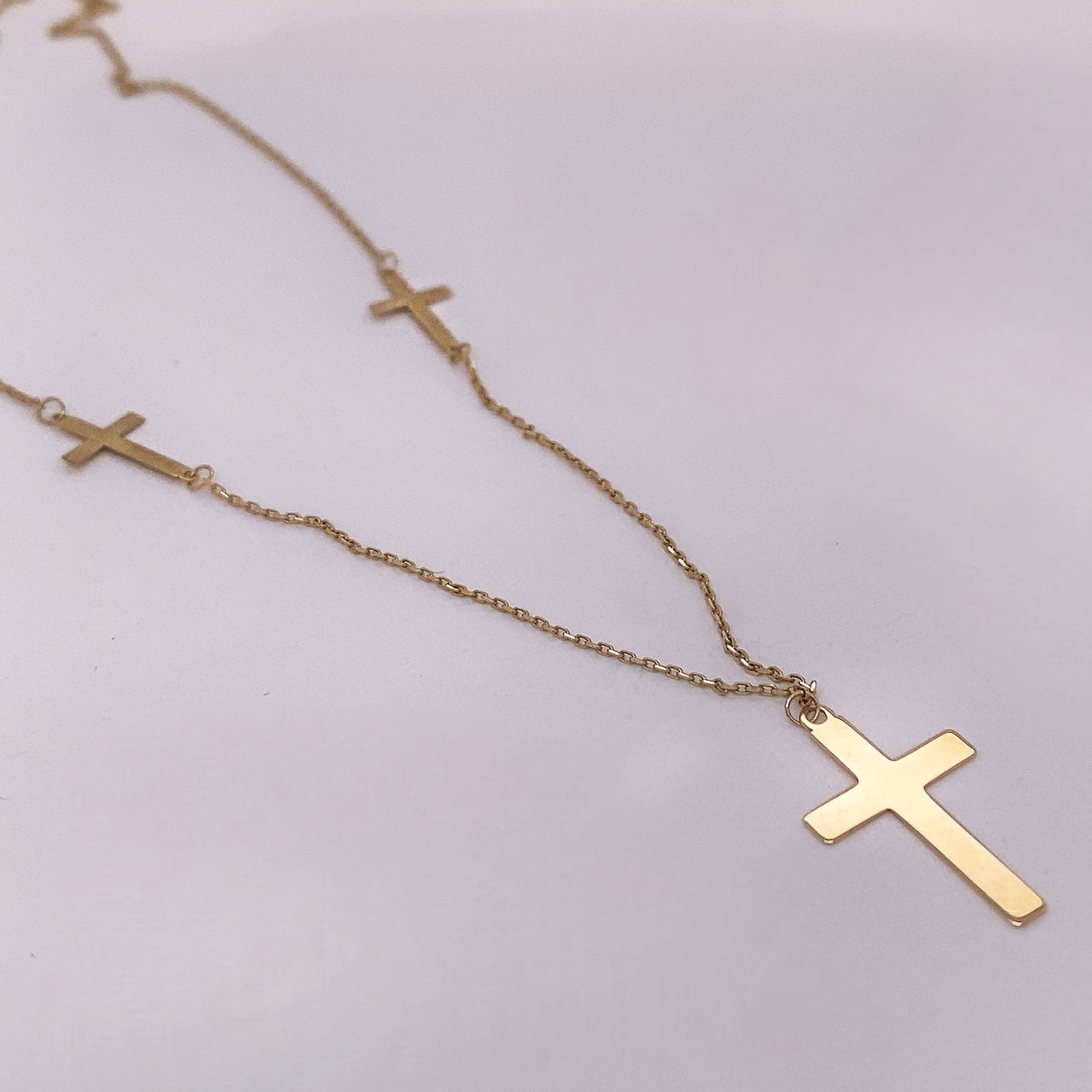 Gargantilla Oro 10k - Triple Cruz Lisa