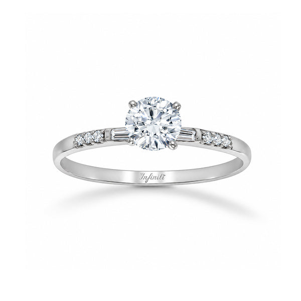 Anillo Oro Blanco 10k - Zirconia de 5 mm