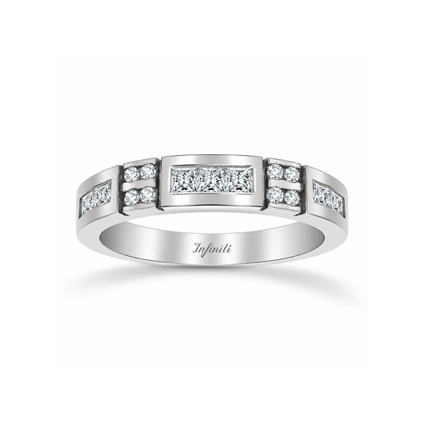 Churumbela Oro Blanco 14k, con Zirconias Princess