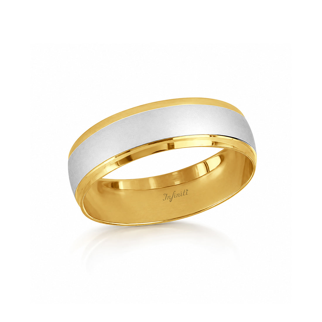 Argolla Oro Combinado 14k - Acabado Liso Mate Platinado, Ancho 6 mm