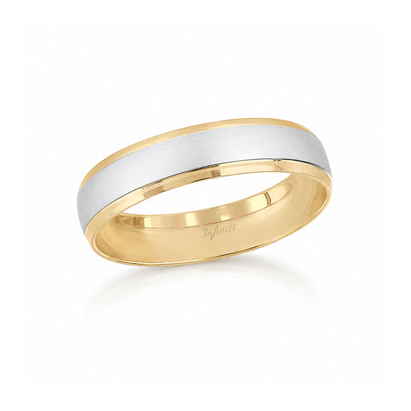 Argolla Oro Combinado 14k - Acabado Liso Mate Platinado, Ancho 4 mm