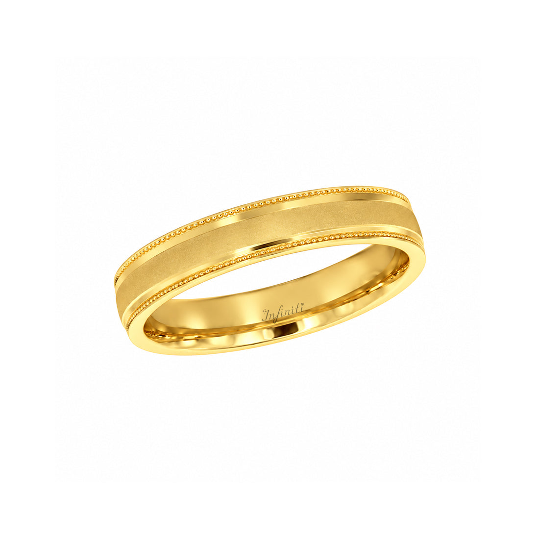 Argolla Oro Amarillo 14k - Acabado Satinado con Bisel, Ancho 4 mm