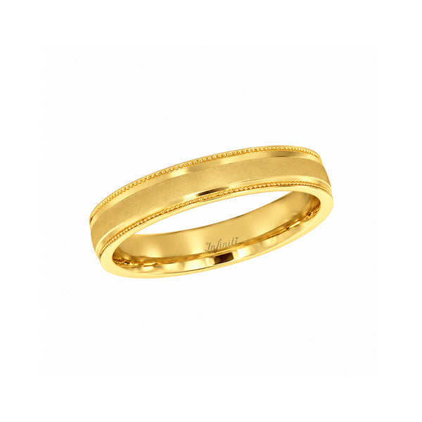 Argolla Oro Amarillo 14k - Acabado Satinado con Bisel, Ancho 4 mm