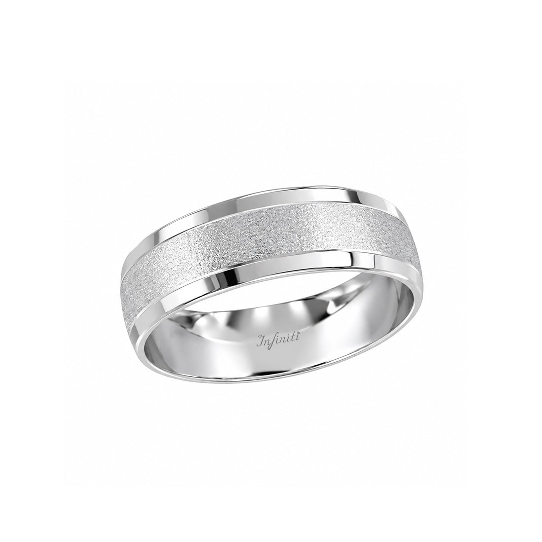 Argolla Oro Blanco 14k - Acabado Texturizado, Ancho de 6 mm