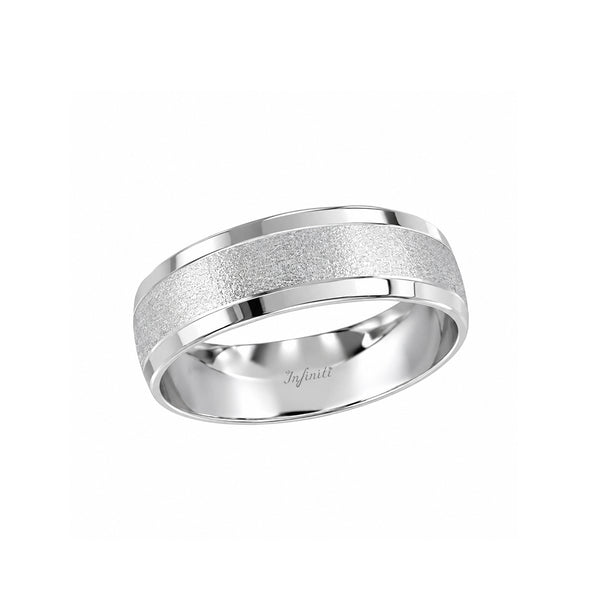 Argolla Oro Blanco 14k - Acabado Texturizado, Ancho de 6 mm