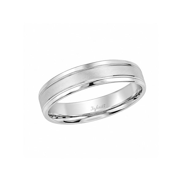 Argolla Oro Blanco 14k - Acabado Liso con Bisel, Ancho de 4 mm