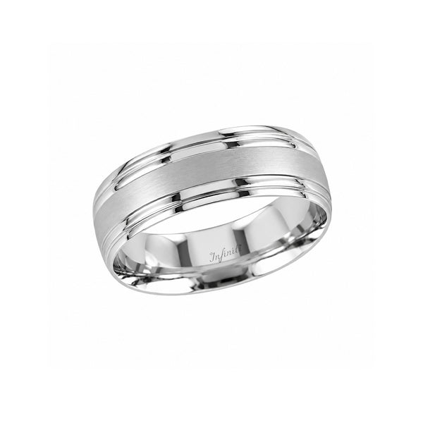 Argolla Oro Blanco 14k - Acabado Mate con Doble Bisel Liso, Ancho de 6 mm