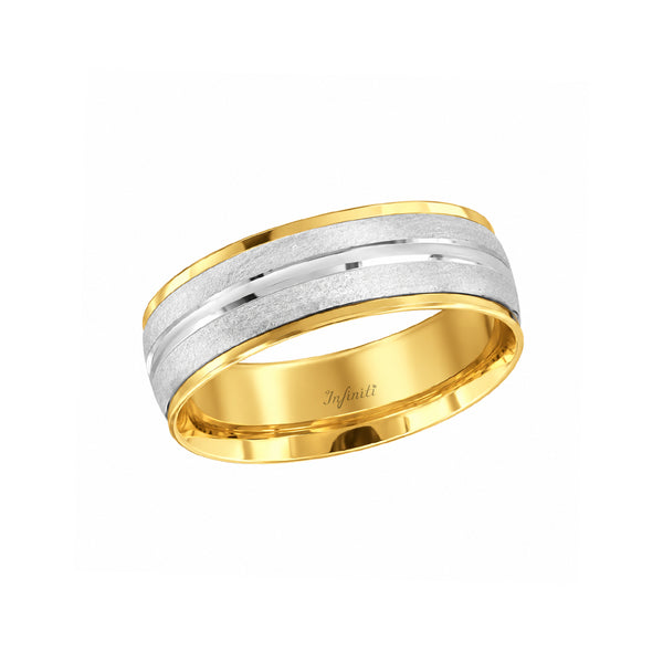 Argolla Oro Combinado 14k - Giratoria Acabado Liso con Confort, Ancho 6 mm