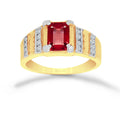 Anillo Oro 10k - Zirconia Rubí­ Rectangular