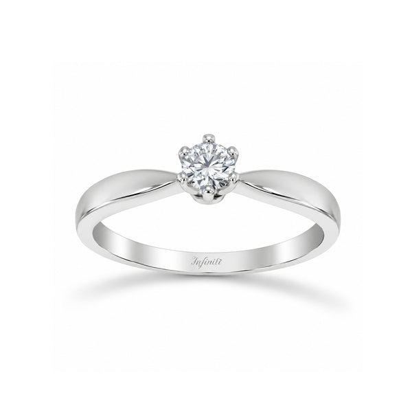 Anillo Solitario Oro Blanco 14k, con Zirconia de 3 mm