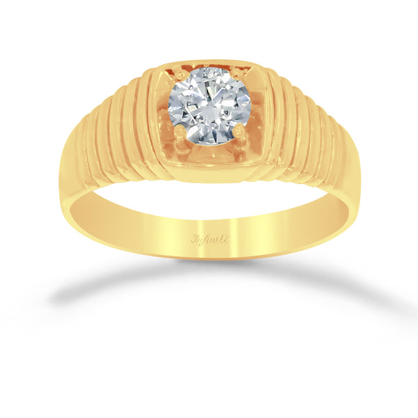 Anillo Solitario Oro 10k, con Zirconia Central 6 mm