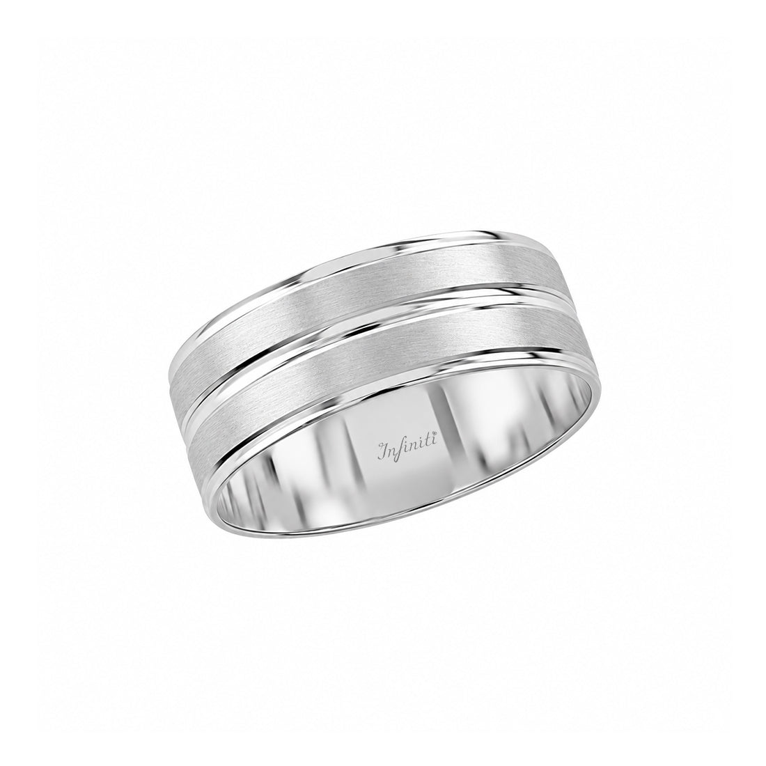 Argolla Oro Blanco 14k - Acabado Mate Liso, Ancho 7 mm