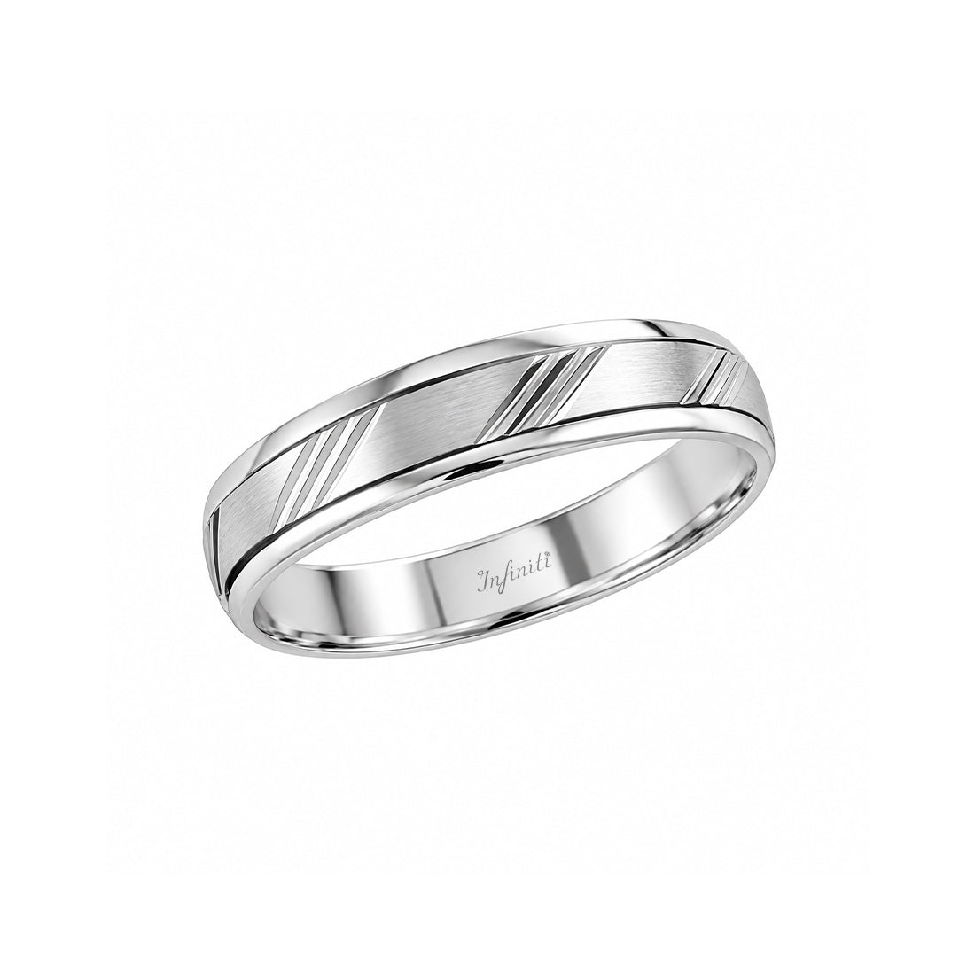 Argolla Oro Blanco 14k - Diamantada Giratoria, Ancho 3 mm