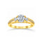 Anillo Oro 10k, Tres Piedras con Zirconia Central 7 mm
