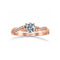 Anillo Oro Rosa 14k, Trenzado con Zirconia Central de 5.5 mm