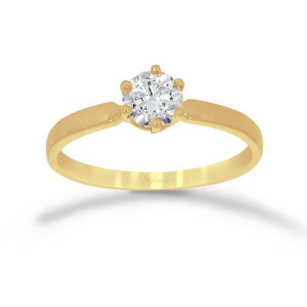 Anillo Oro 10k - Solitario con Zirconia de 5 mm