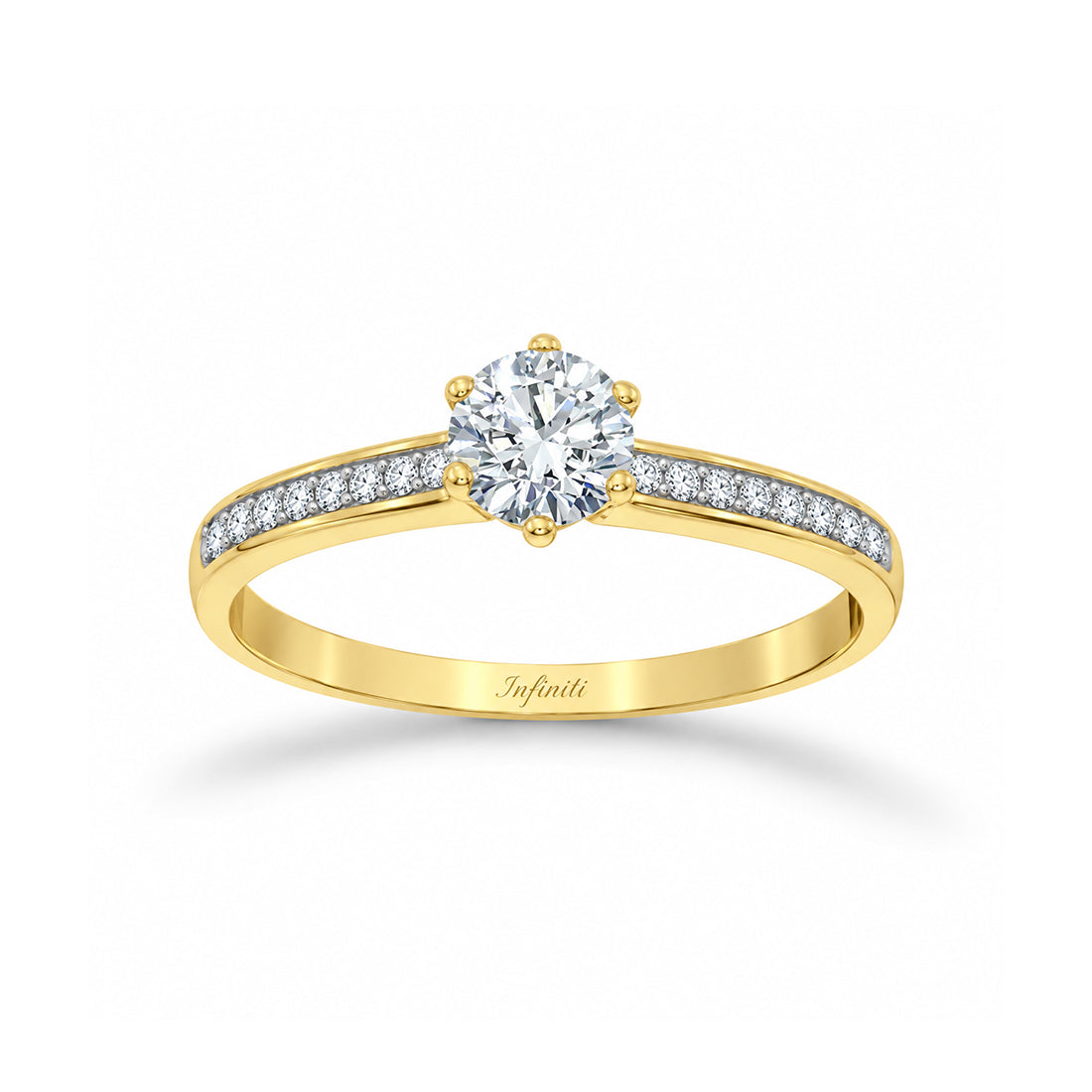 Anillo Oro 10k - Pavé Zirconia Central de 5 mm