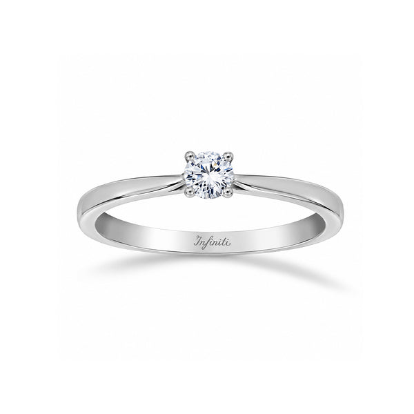 Anillo Oro Blanco 14k - Solitario Zirconia 3 mm