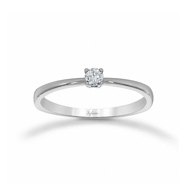 Anillo Oro Blanco 14k - Solitario Zirconia 3 mm