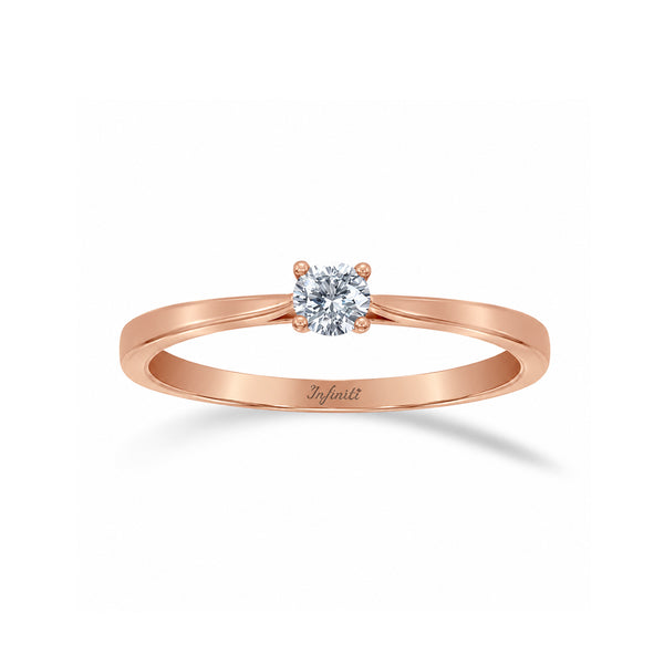 Anillo Solitario Oro Rosa 14k - Zirconia 3 mm