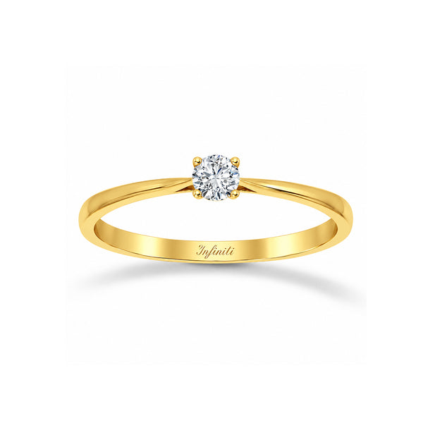 Anillo Oro 14k Solitario - Zirconia 3 mm