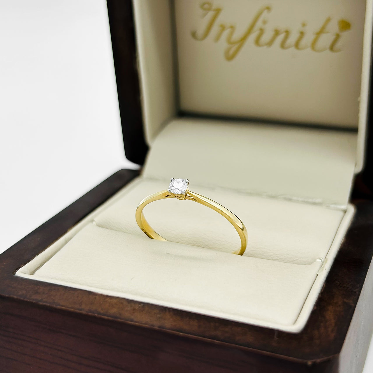 Anillo Oro 14k Solitario - Zirconia 3 mm