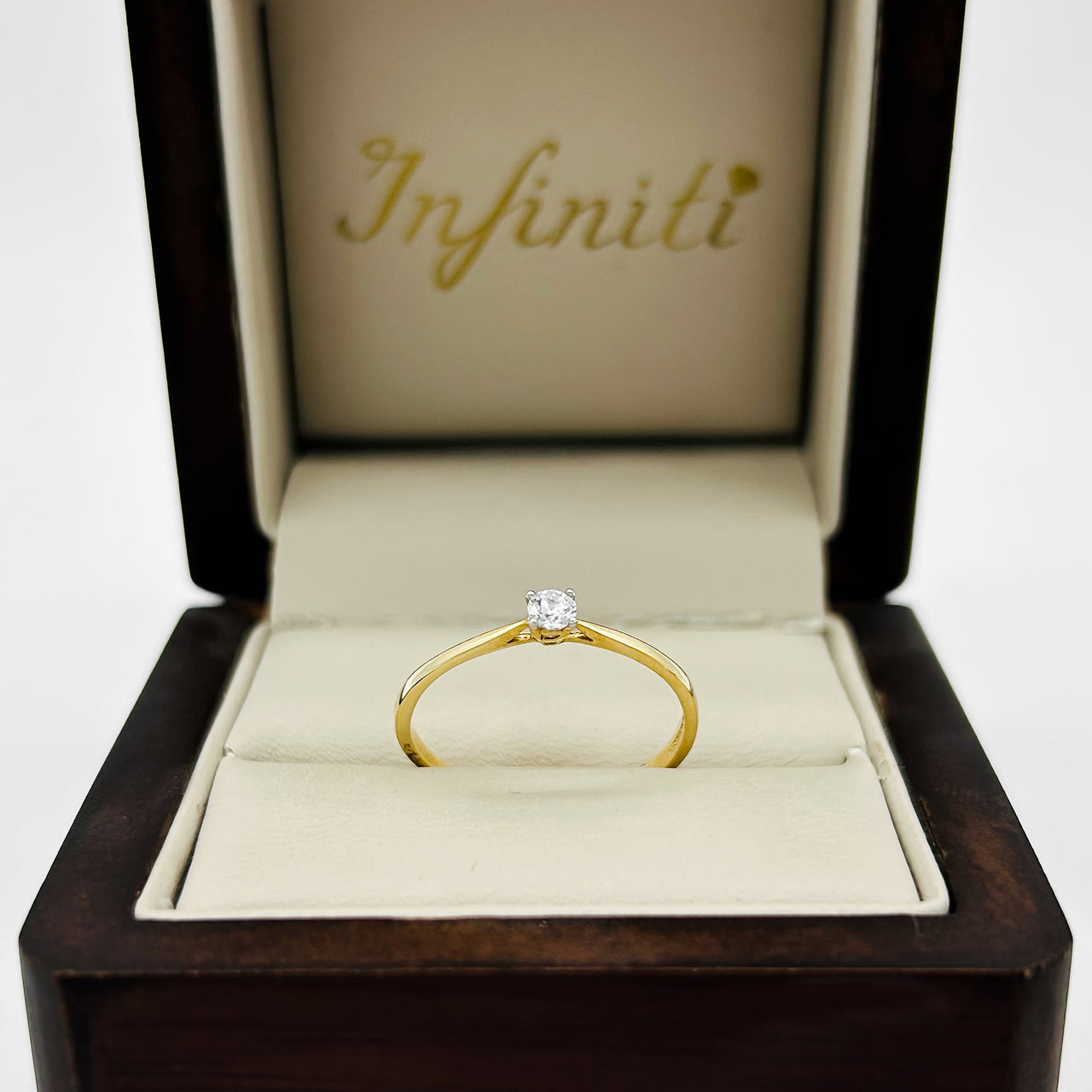 Anillo Oro 14k Solitario - Zirconia 3 mm