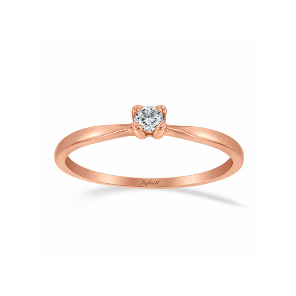 Anillo Oro Rosa 14k - Solitario Zirconia 3 mm