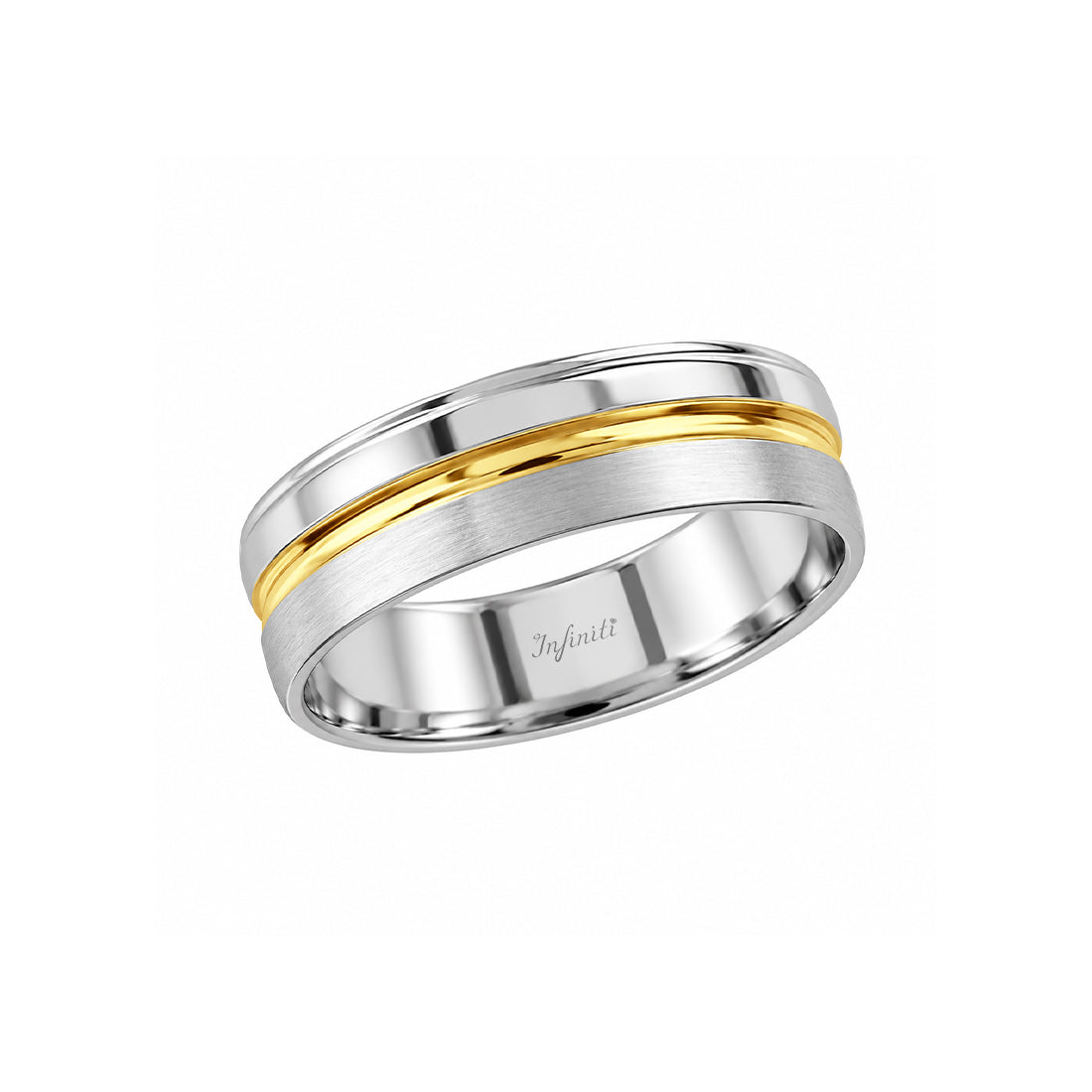 Argolla Oro Combinado 14k - Acabado Mate Liso, Ancho 6 mm