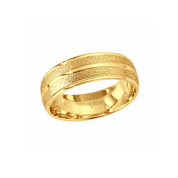 Argolla Oro Amarillo 14k - Acabado Liso Diamantado, Ancho 6 mm