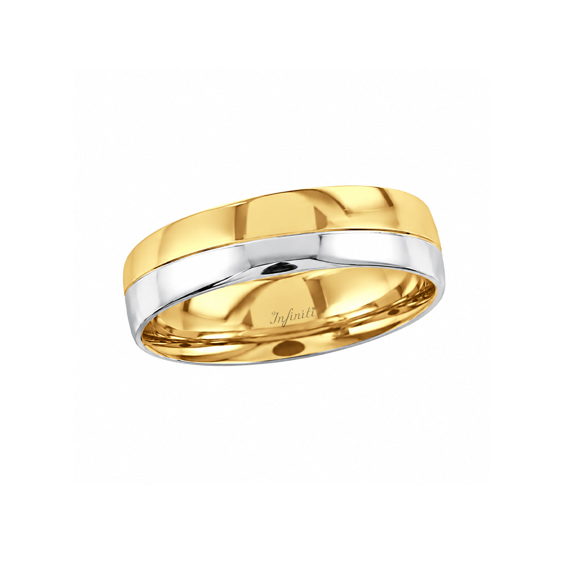 Argolla Oro Combinado 14k - Acabado Mate Liso, Ancho 6 mm
