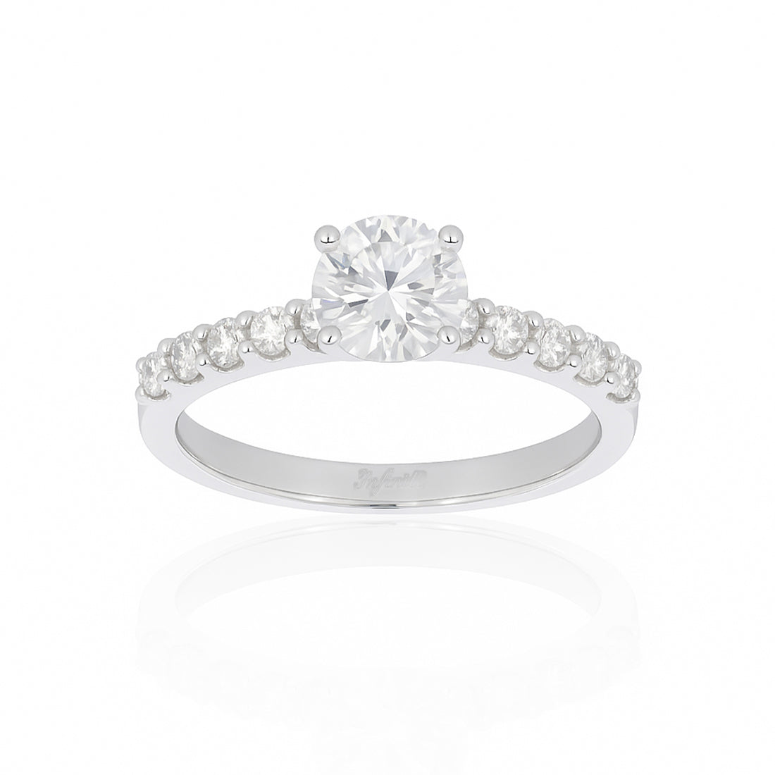 Anillo Oro Blanco 10k - Estilo Pavé con Zirconia