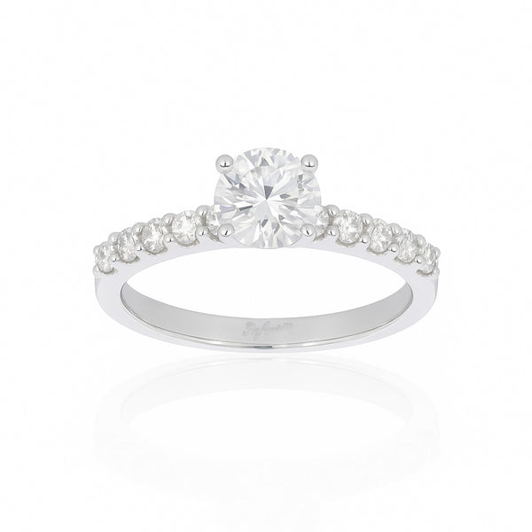 Anillo Oro Blanco 10k - Estilo Pavé con Zirconia