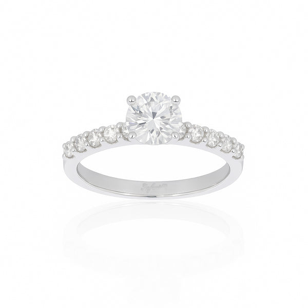 Anillo Oro Blanco 10k - Estilo Pavé con Zirconia