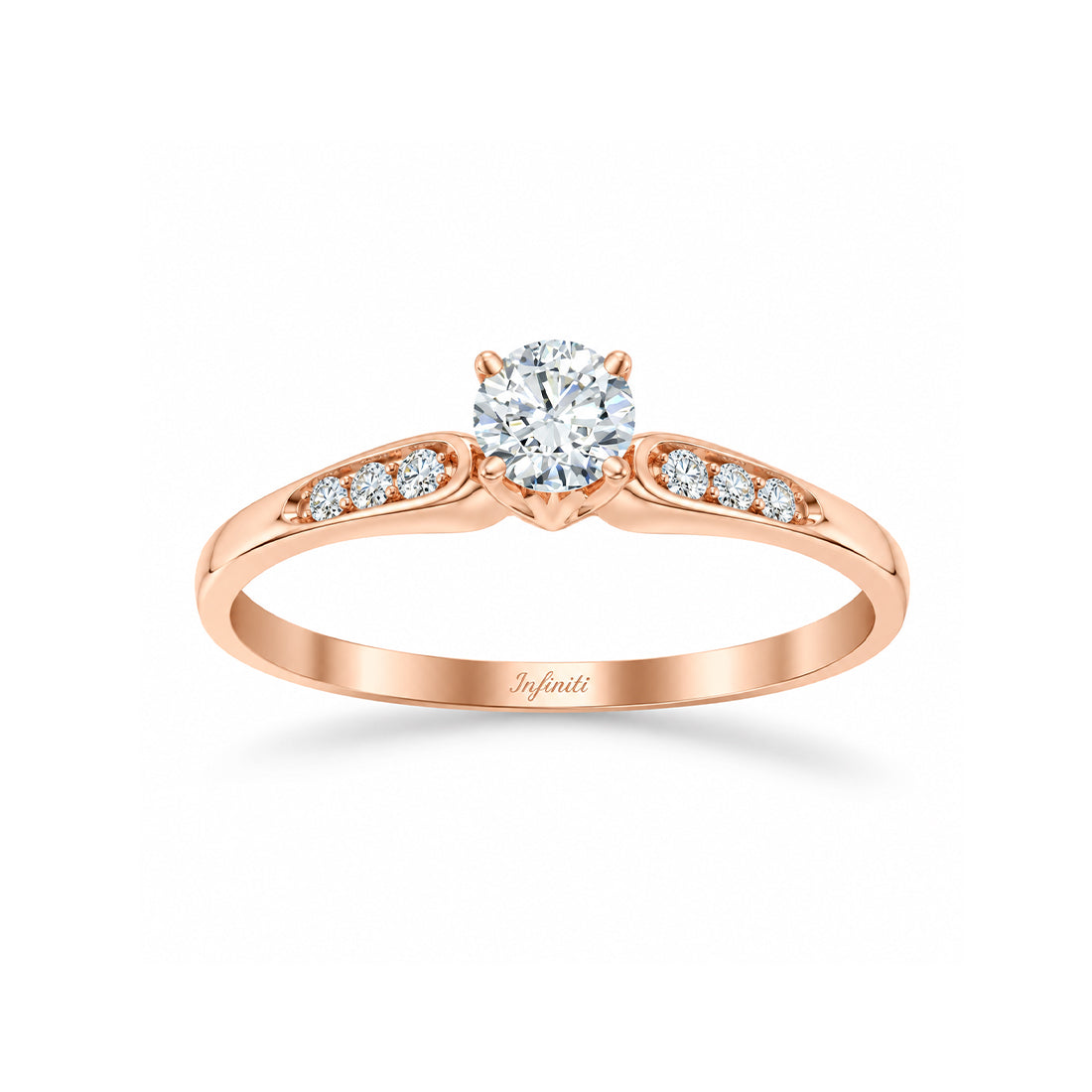 Anillo Oro Rosa 10k, Zirconia Central de 3.5 mm