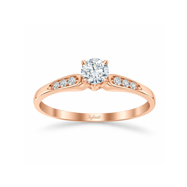 Anillo Oro Rosa 10k, Zirconia Central de 3.5 mm