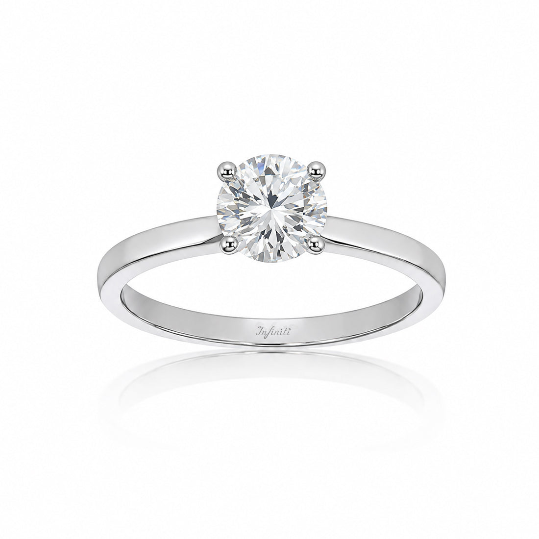Anillo Oro Blanco 10k - Solitario con Zirconia de 4 mm
