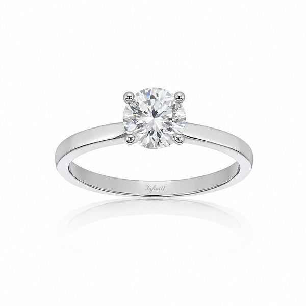 Anillo Oro Blanco 10k - Solitario con Zirconia de 4 mm