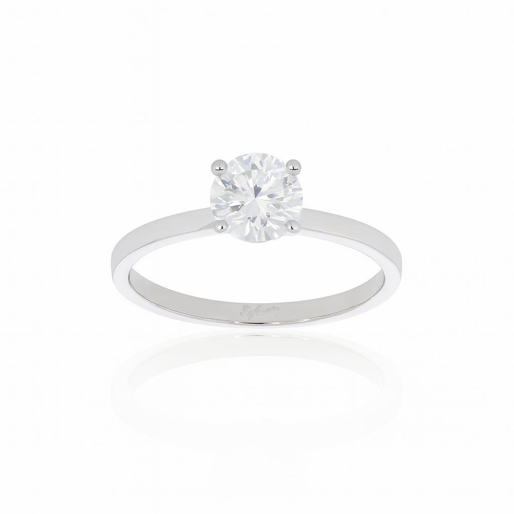 Anillo Oro Blanco 10k - Solitario con Zirconia de 4 mm