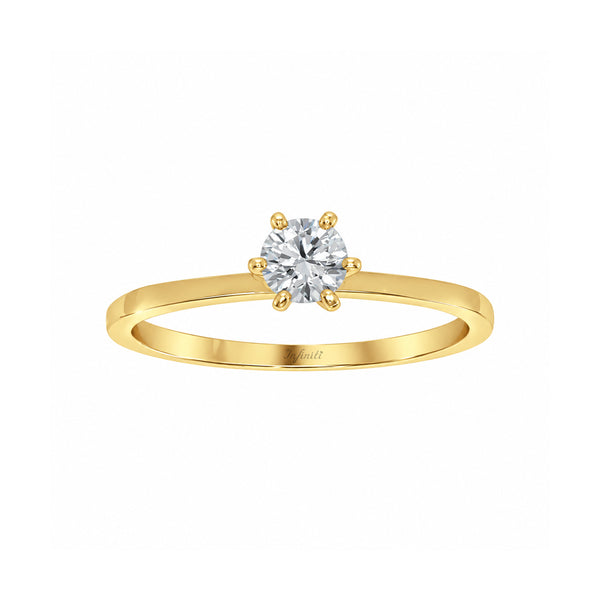 Anillo Oro 10k, Solitario con Zirconia de 4 mm