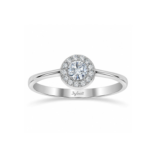 Anillo Oro Blanco 14k - Halo Zirconia 3.50 mm
