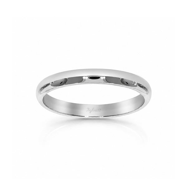 Argolla Oro Blanco 14k - Acabado Liso Media Caña, Ancho 2.5 mm