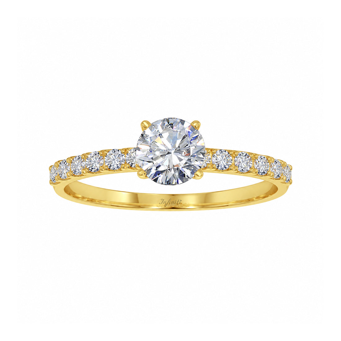 Anillo Oro 10k - Pavé Zirconia Central de 5 mm