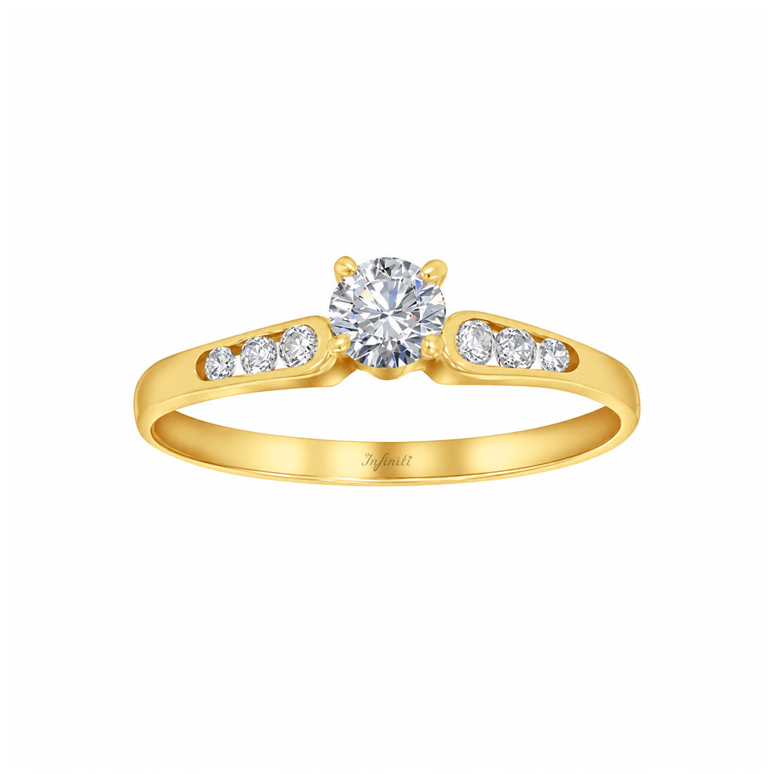 Anillo Oro 10k - Zirconia Central de 3.5 mm
