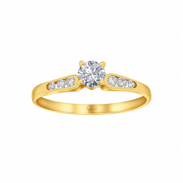 Anillo Oro 10k - Zirconia Central de 3.5 mm