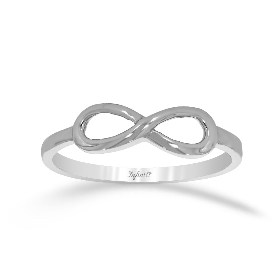 Anillo Oro Blanco 10k, Infinito Liso