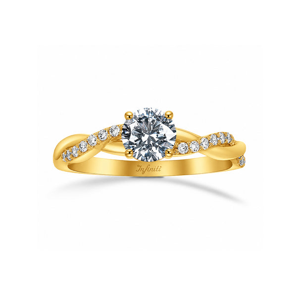 Anillo Oro 10k - Trenzado con Zirconia Central de 5.5 mm